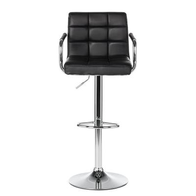 China Modern Black Leather Metal Leg Modern Look Backrest Furniture Good Quality Bar Chair for sale