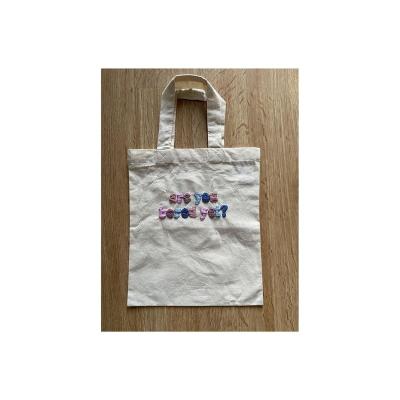 China Heavy Duty Fashionable Customization Embroider Logo Reusable Cotton Grocery Eco-Friendly Reusable Cotton Shopping Bags for sale