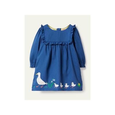 China Anti-Static Custom Summer Sleeveless Kids Dress Embroidery Kids Girls Custom Denim Dress for sale