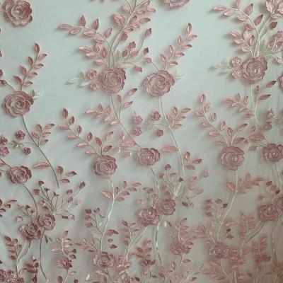 China Viable Elegant French 3D Flower Pattern Embroidery Lace Fabric for sale