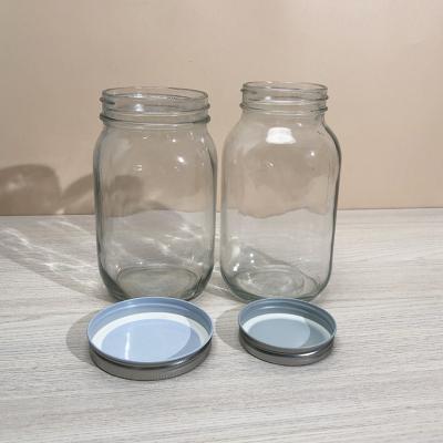 China Freshness Preservation 2 Types 1000ml 32 oz Glass Mason Jar Food Storage With Regular Mouth Lid And Wide Mouth Lid for sale