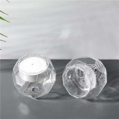 China New design home decoration clear glass candle jar candlestick for home decoration gift wholesale for sale