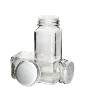 China Wholesale 4oz 120ml Viable Spice Containers Fit Shaped Glass Spice Jar For Salt Pepper Shakers With Metal Closure for sale