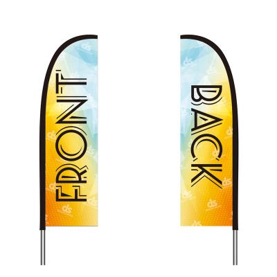 China Sun Protection Feather Flying Banner Double Sided Printing Sale Custom Printed Teardrop Beach Flag Pole With Metal Spike Base for sale