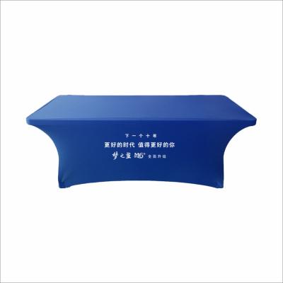 China Waterproof Exhibition Trade Show Show 4ft 6ft Stretch Table Cover 8ft Fitted Table Cloth With Custom Logo for sale