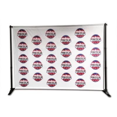 China Eco-friendly Manufacturer Custom Retractable Backdrop Banner Stands Round Tube Display Stand Adjustable Small Stage Backdrop for sale