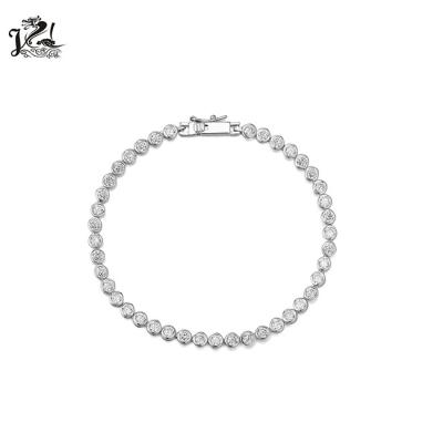 China TRENDY 925 Sterling Silver Micro Tennis Bracelet Pave Bangle For Women Jewelry for sale