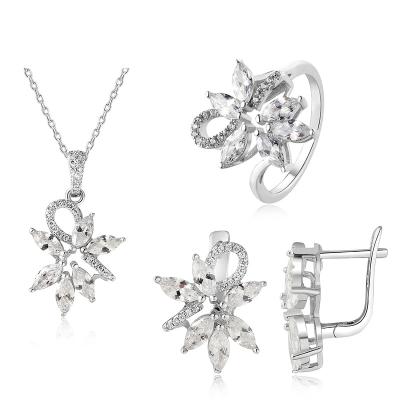 China TRENDY Fashion Elegant CZ Wedding 925 Silver Jewelry Set for sale