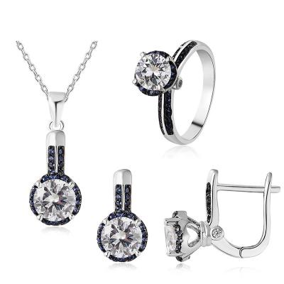 China Newest Arrival CLASSIC 925 Sterling Silver Zircon Wedding Jewelry Sets For Women for sale