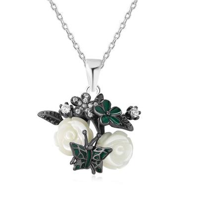 China TRENDY Fashion Jewelry 925 Sterling Silver Flower Necklace Pendant for sale