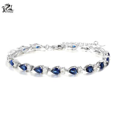 China High Quality Handmade Silver Blue Stone Sterling Bracelets Silver Bangle For Ladies for sale