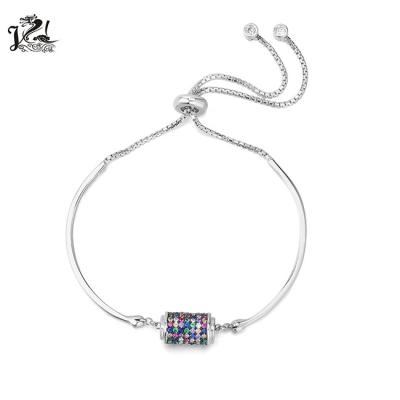 China CLASSIC Multi Color CZ 925 Sterling Silver Jewelry Adjustable Bracelet for sale