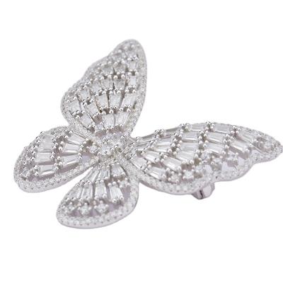 China Hot Sale Female Jewelry 925 Sterling Silver Rhinestone Butterfly Brooch Pin For Women Newest 2021 for sale