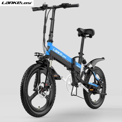 China LANKELEISI G550 20 inch aluminum alloy folding electric bike 400w48v14.5ah lithium battery, level 5 electric moped, aluminum alloy frame for sale