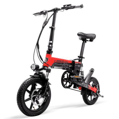 China HOT 2021 LANKELEISI G100 14 inch 8.7Ah Aluminum Alloy Folding Electric Motor Bike Adult 400W 36V Full Suspension for sale