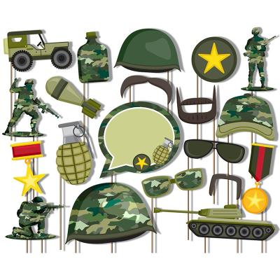 China 350gsm card 20pcs Classic Camo Army Camouflage Military Soldier Photo Booth Props Kit Birthday Party Decorations Photobooth Props Supplies for sale