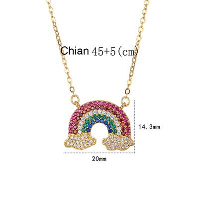 China FASHIONABLE Fashion Delicate Colorful Zircon Rainbow Necklace 18k Gold Plated Shiny Rainbow Gem Necklace Cooper Necklace for sale