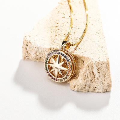 China Sensitive Starry Sky Zircon Clavicle Chain Light Luxury Diamond Pendent New FASHIONABLE Rotating Hexagram Necklace Women Colorful for sale