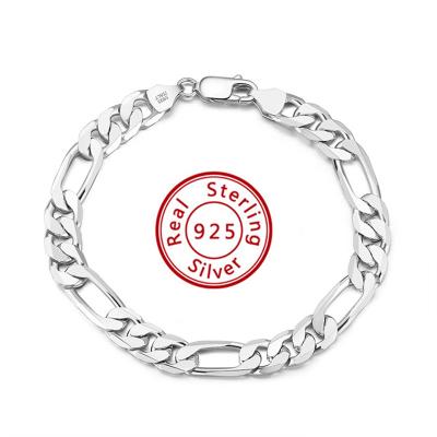 China 925 Sterling Silver 6.5mm Thick Figaro Chain Bracelet NK Figaro Link Chain Bracelet Fashion Women Men Pure Miami Environmental Friendly Jewelry for sale