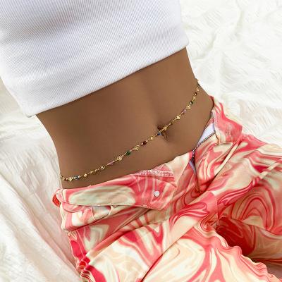 China Summer TRENDY Multi Beach Chain Belly Chain Heart Shape Enamel Color Body Jewelry Body Fashion Delicate Waist Chain For Women Jewelry for sale