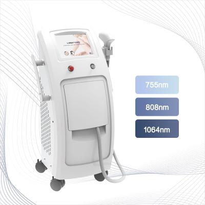 China Commercial high quality hair removal laser 808nm 755nm 1064nm three wavelength hair removal diode laser for sale