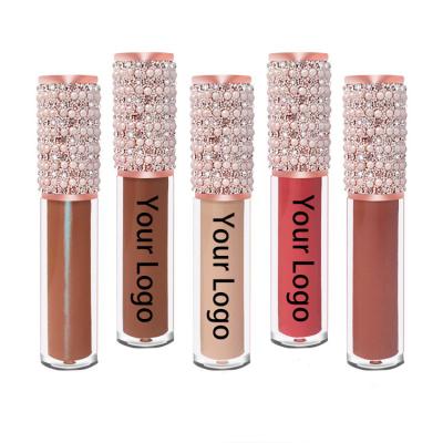 China Diamond Top Tube Private Label Diamond Nude Lip Glosses Waterproof Gloss Containers Customized Amazon Best Seller Star Lip Gloss Tube for sale