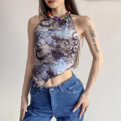 China Custom Crop Top Women's Blouses Shirts Fashion Clothes Sleeveless Anti-Wrinkle Sleeveless Anti-Wrinkle Printing Full Fashionable Female for sale