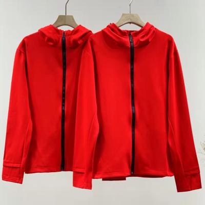 China Women's Ladies Solid Color Logo Hoodie Cotton Breathable Outdoor Red Jacket Custom Made Sweater Top Coat for sale