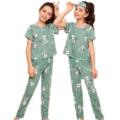 China 2022 Custom Cotton Breathable Organic Girl Kids Pajamas Cartoon Set Bamboo Sleepwear Cotton Kids Pajamas Set for sale