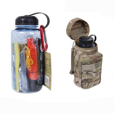 China For Beginner Enthusiast or Wholesale Prepper Outdoor Climbing Outdoor Multi Tactical Tools Water Holding Bottle Emergency First Aid Survival Kit Gear Sola with Carabiner for sale