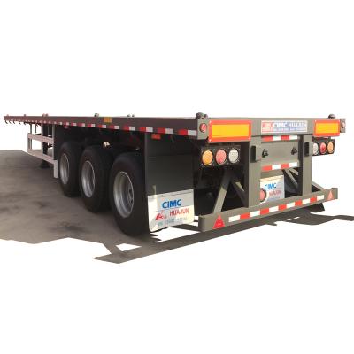 China Main flatbed trailers 40ton 60ton 80ton container chassis truck trailer manufacturer 40ft CIMC HUAJUN truck trailers sales in Dubai for sale