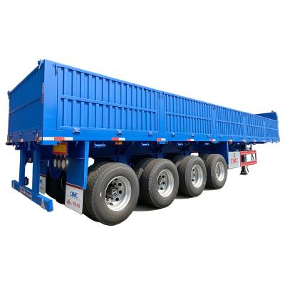 China Hot Popular Export 4 Axles Flatbed Truck Semi Trailer CIMC HUAJUN Truck Semi Trailer With 1000mm Sidewall for sale