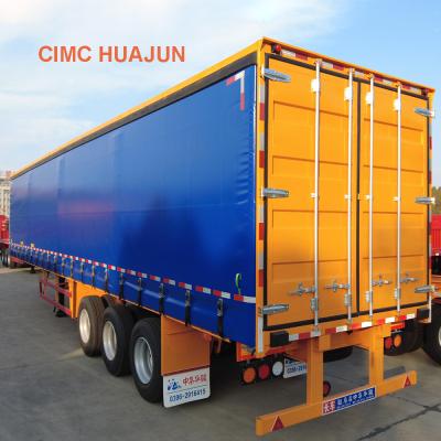 China Truck Trailer CIMC HUAJUN van truck trailer green transport barrier cargo dry duty high quality semi trailer with cage for sale