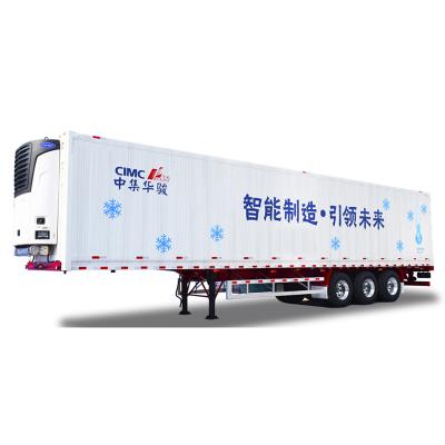 China Manufacture Cooling Truck Trailer CIMC HUAJUN Refrigerator Van Trailer Commercial Freezer Semi Trailer for sale