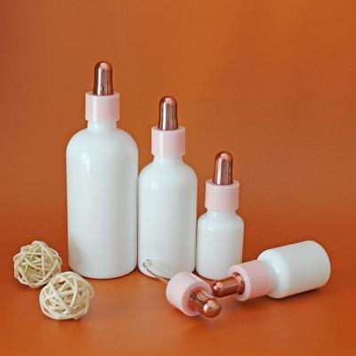 China Shiny Glass Eye Dropper Bottle 10ml 30ml 50ml 100ml Oi Dropper Bottle 10ml 30ml 50ml 100ml White Porcelain Essential Oil Glass Eye Dropper Bottle for sale