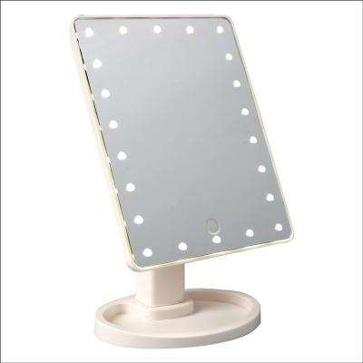 China New Lighted Rotating Mirror 360 Desk Mirror 16/22 LED Storage Makeup Mirror Lights 360 Touch Touch Mirror Best Gift For Girl for sale