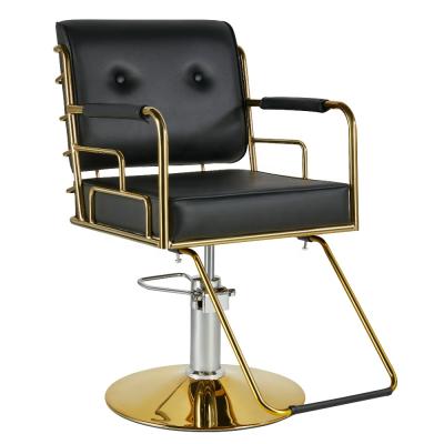 China Modern barber chair beauty salon equipment gold barber shop furniture for hair salon styling chairs for make up shop for sale