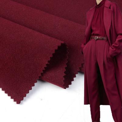 China Custom color winter heavy design anti static brushed polyester viscous spandex woven fleece melton fabric flat price for sale