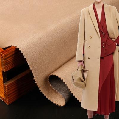 China Wholesale Anti-static High Density Sustainable Woven Brush Strech 100% Polyester Weft Stretch Fabric For Women Coat for sale