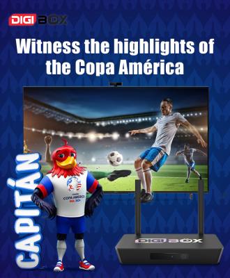 China Digibox Android TV Bluetooth Fernbedienung und Sprachsteuerung Tauchen Sie ein in Copa America zu verkaufen