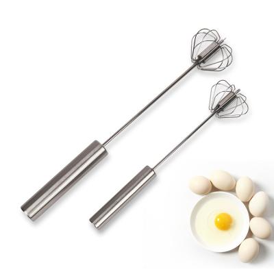 China 201 Stainless Steel 14 Inch Egg Beater Rotary Egg Beater Viable Rotary Semi-automatic Hand Push Thrust Beater Rotary Egg Mixer for sale