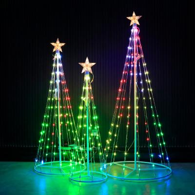 China Cone tower Popular Smart Led  1.2m 1.8m Remote Controller Cone Tower Shape Foldable Flagpole Christmas Tree Lights for sale