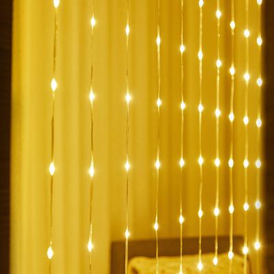 China Curtain light Hot selling 3M Height USB Powered  PVC Coated 300 LED Warmwhite String Curtain Lights For Wedding Festival Decoration for sale