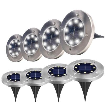 China Garden New Version Outdoor Waterproof Solar Powered 8 12 LED Lawn Lights Stainless Steel Garden Auto RB LED Ground Light for sale