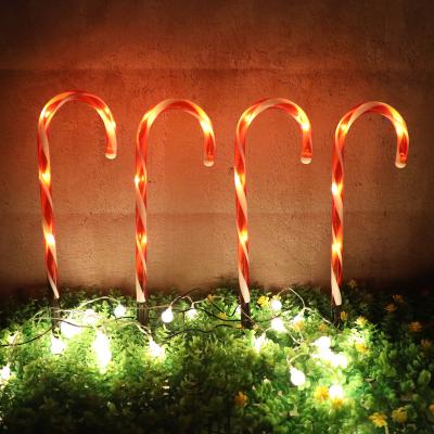 China Garden Hot Sale Outdoor Garden Yard Lawn Pathway Markers Christmas Decorative lights Solar Christmas Candy Cane Light for sale