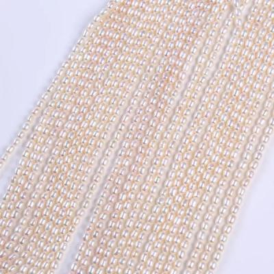 China Wholesale 3-4mm Used Natural Rice Shape Pearl Strand Pearl Freshwater Pearls For DIY Necklace Bracelet Earring for sale