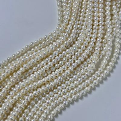 China DIY Pearl Beads Jewelry Wholesale Real Natural Freshwater Pearl Strands 7-8mm Real Cultured Button Pearl Strand White Pearl Beads For Jewelry Making for sale