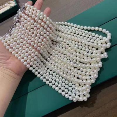 China Latest Promotion CLASSIC 925 Luxury Simple Jewelry Full Price Sterling Silver Natural Freshwater Pearl Choker Pearl Necklace for sale