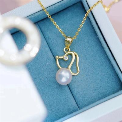 China Wholesale CLASSIC Simple Solid Jewelry Natural Freshwater Pearl Necklace 925 Sterling Silver Dog Pendant Necklace Set Women for sale