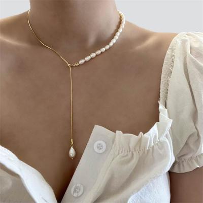 China The CLASSIC wholesale all kinds of white rice shape luxury natural freshwater pearl necklace pearl necklace for sale